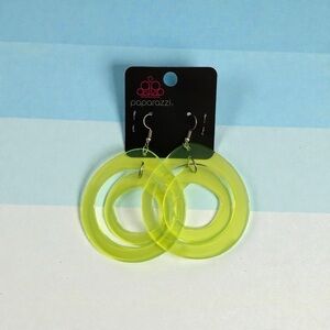 Paparazzi Lime Green Yellow Hoop Earrings